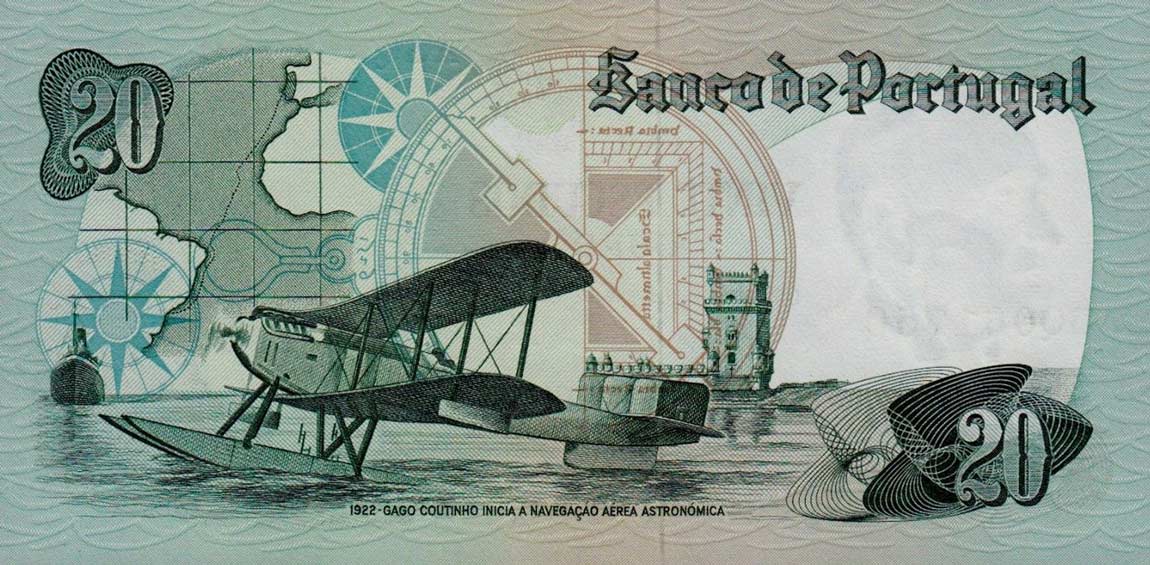 Back of Portugal p176b: 20 Escudos from 1978