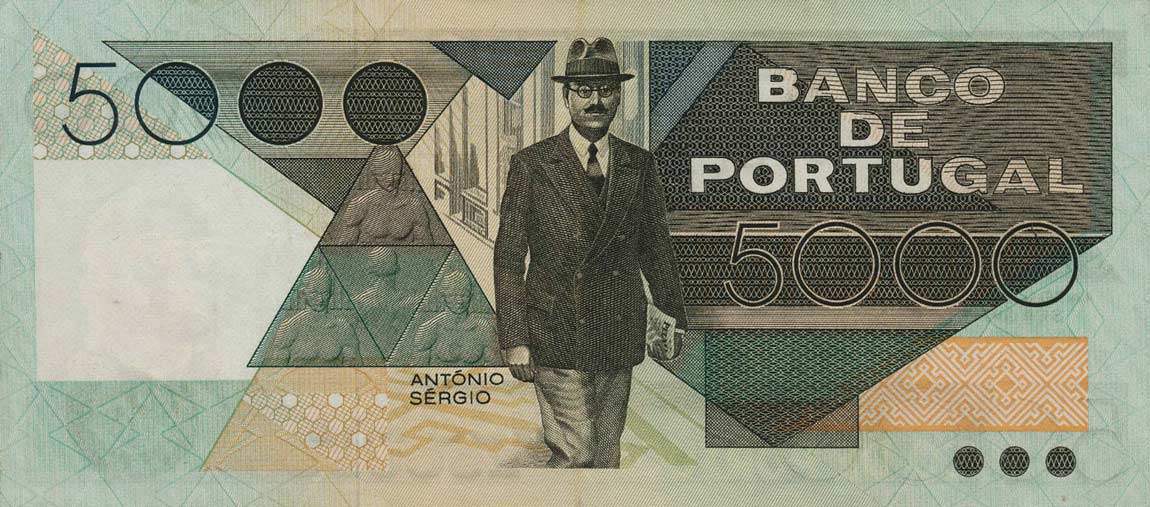 Back of Portugal p182a: 5000 Escudos from 1980