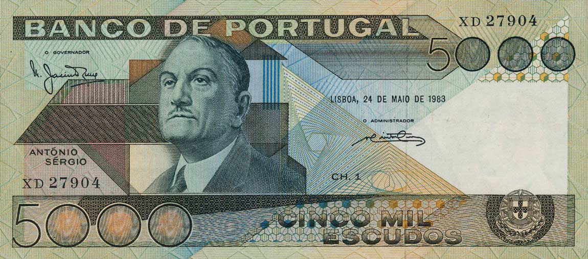 Front of Portugal p182a: 5000 Escudos from 1980