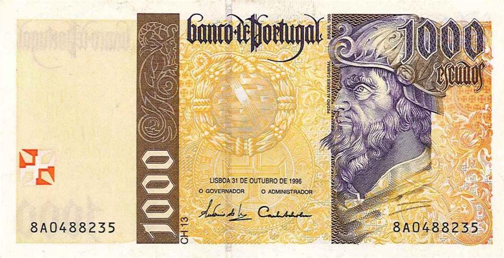 Front of Portugal p188b: 1000 Escudos from 1996