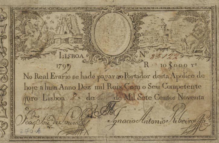 Front of Portugal p5a: 10000 Reis from 1798