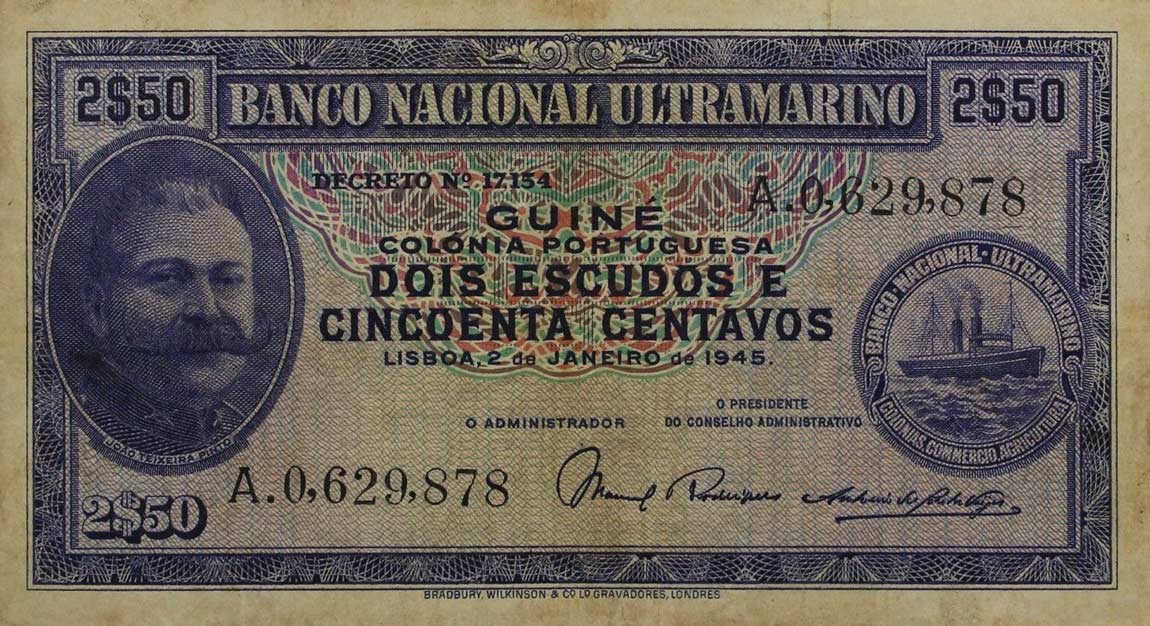 Front of Portuguese Guinea p26: 2.5 Escudos from 1945