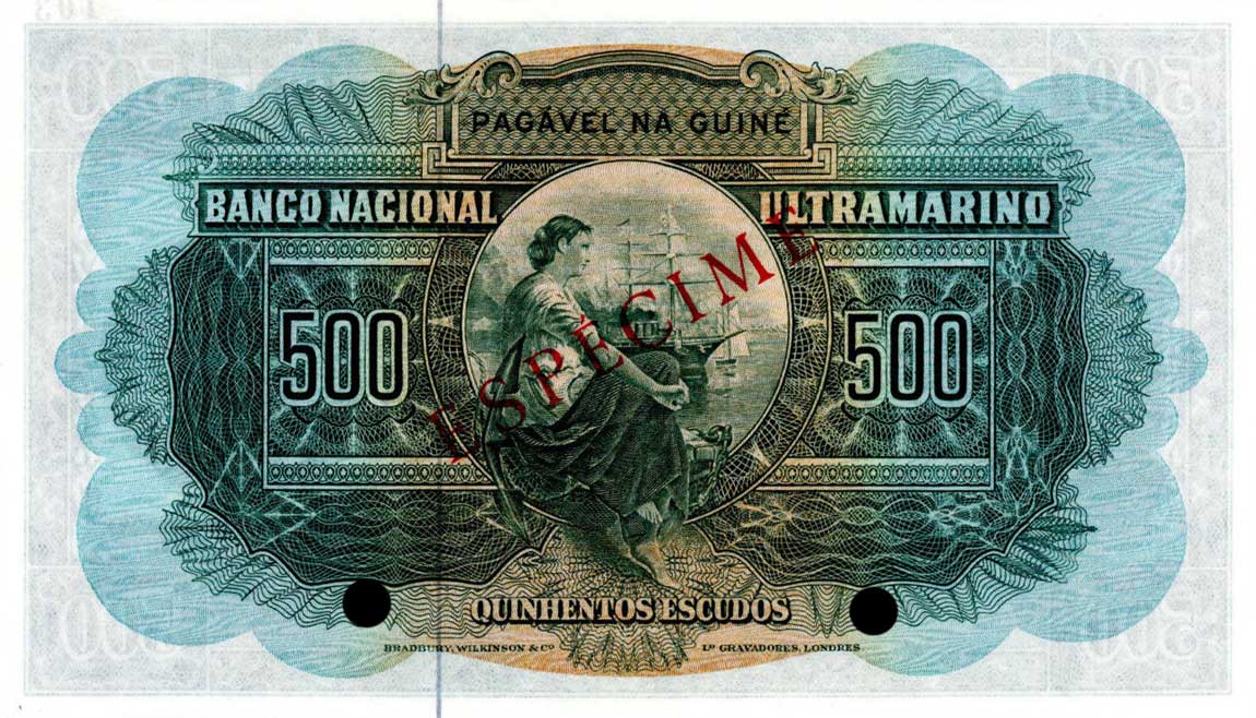 Back of Portuguese Guinea p39s: 500 Escudos from 1958