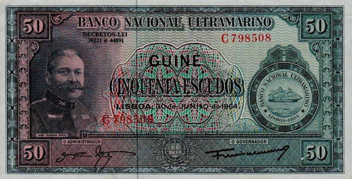 Front of Portuguese Guinea p40a: 50 Escudos from 1964