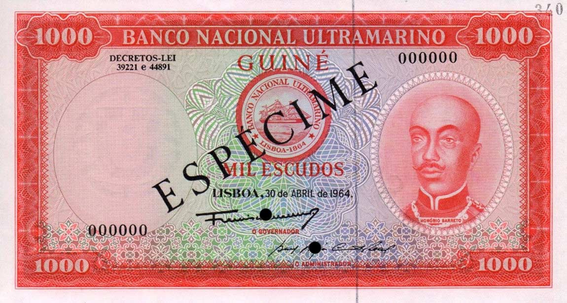 Front of Portuguese Guinea p43s: 1000 Escudos from 1964