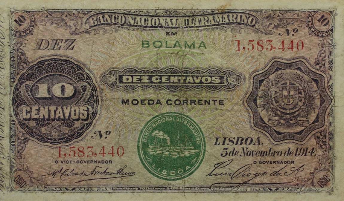 Front of Portuguese Guinea p6: 10 Centavos from 1914