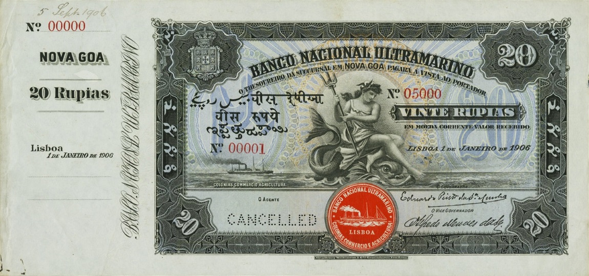 Front of Portuguese India p17s: 20 Rupia from 1906