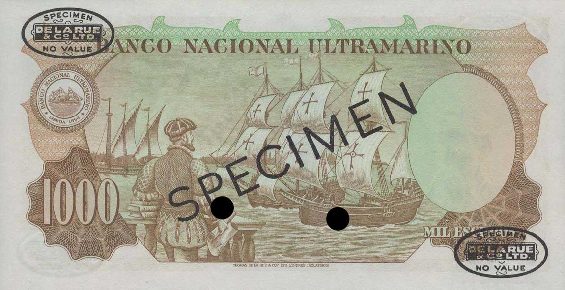 Back of Portuguese India p46s: 1000 Escudos from 1959
