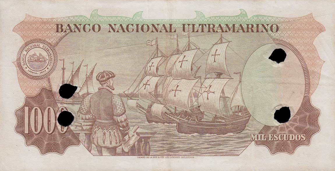 Back of Portuguese India p46x: 1000 Escudos from 1959