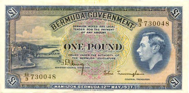 Front of Bermuda p11b: 1 Pound from 1937
