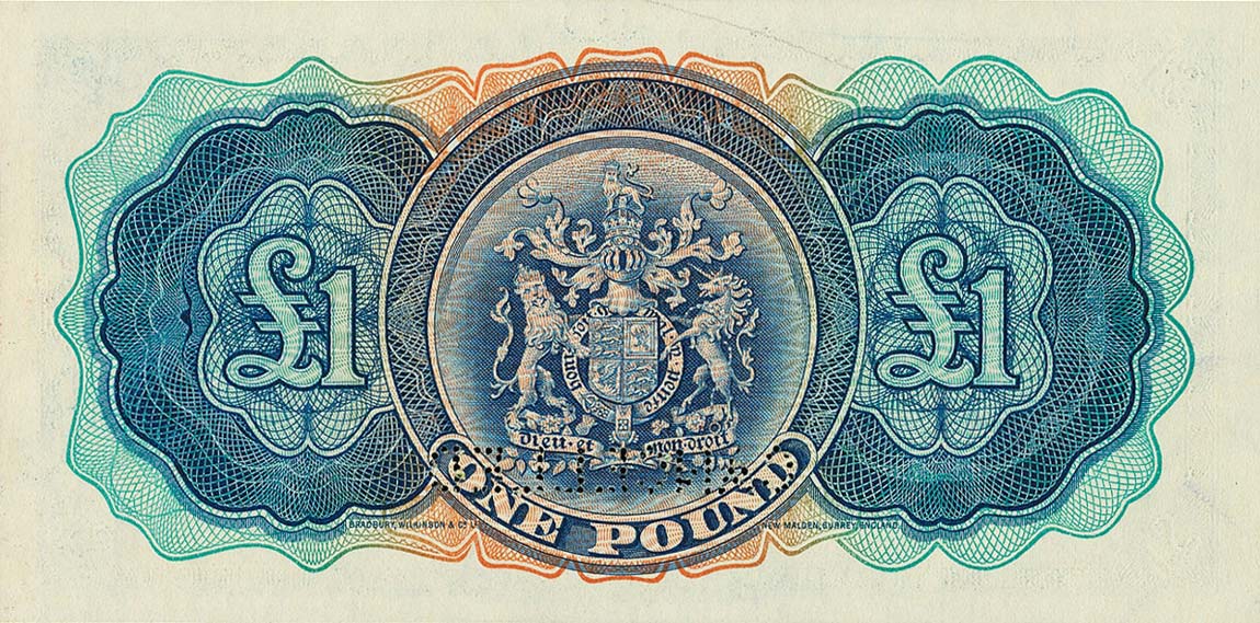 Back of Bermuda p11s: 1 Pound from 1937