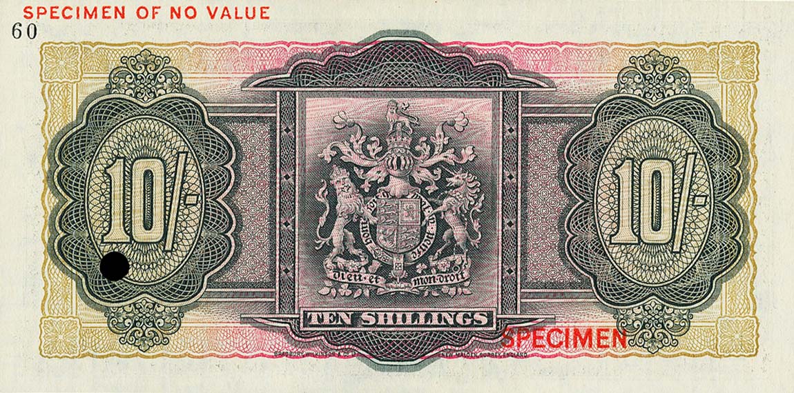 Back of Bermuda p13A: 10 Shillings from 1943