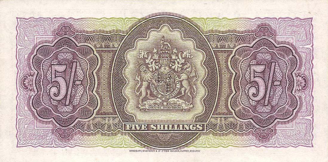 Back of Bermuda p18a: 5 Shillings from 1952