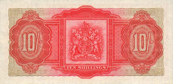 Back of Bermuda p19a: 10 Shillings from 1952