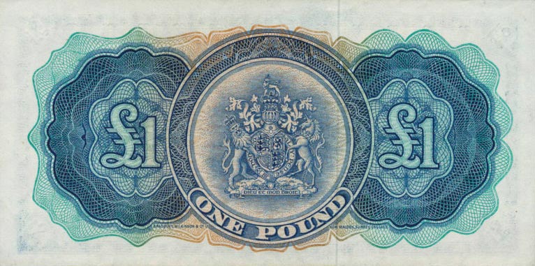 Back of Bermuda p20c: 1 Pound from 1957