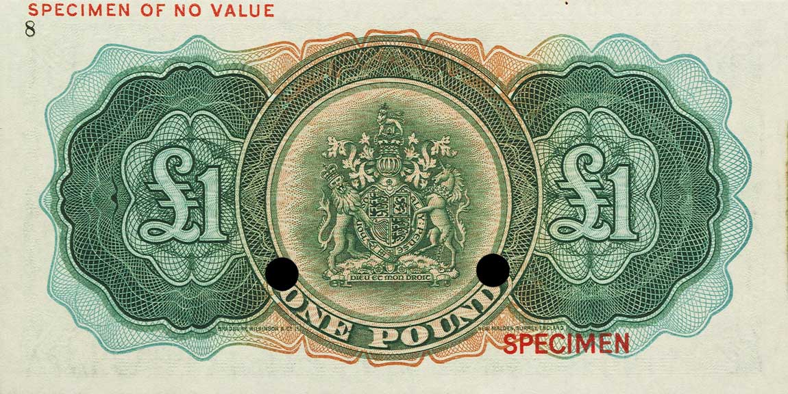 Back of Bermuda p20ct: 1 Pound from 1966
