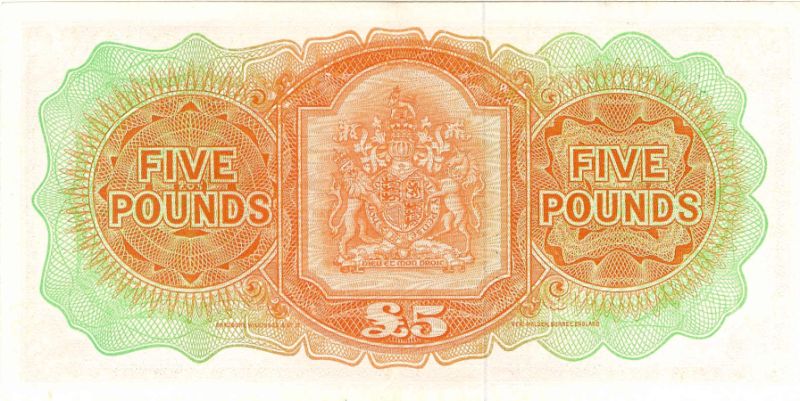 Back of Bermuda p21c: 5 Pounds from 1957