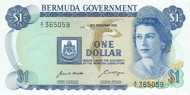 Front of Bermuda p23a: 1 Dollar from 1970