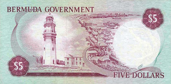 Back of Bermuda p24a: 5 Dollars from 1970