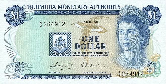 Front of Bermuda p28b: 1 Dollar from 1978