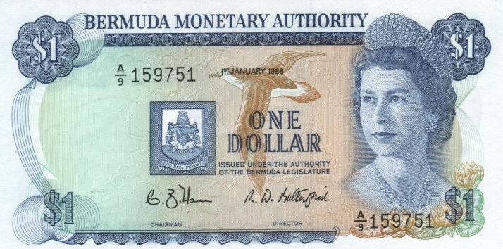 Front of Bermuda p28d: 1 Dollar from 1988
