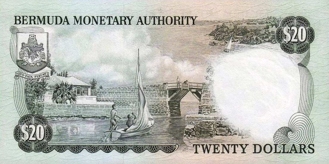 Back of Bermuda p31d: 20 Dollars from 1986