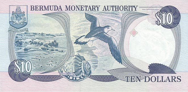 Back of Bermuda p42a: 10 Dollars from 1993
