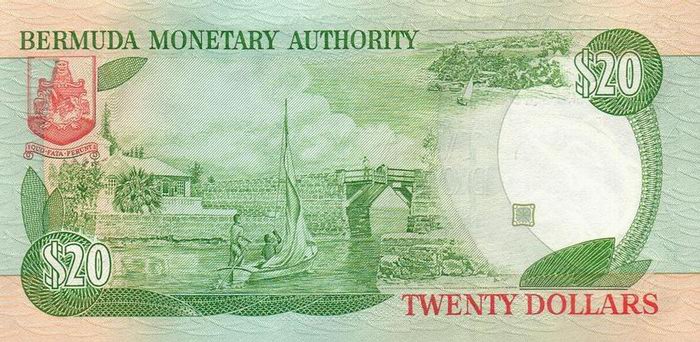 Back of Bermuda p43b: 20 Dollars from 1999