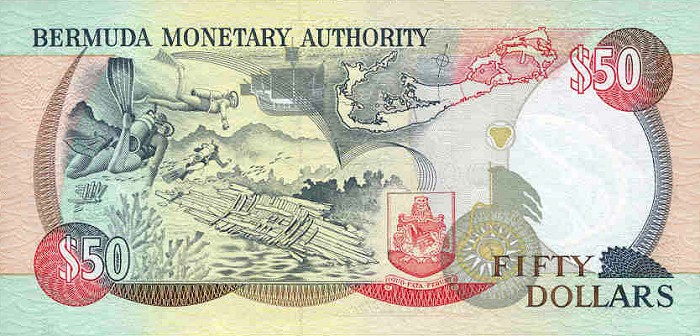Back of Bermuda p44a: 50 Dollars from 1992