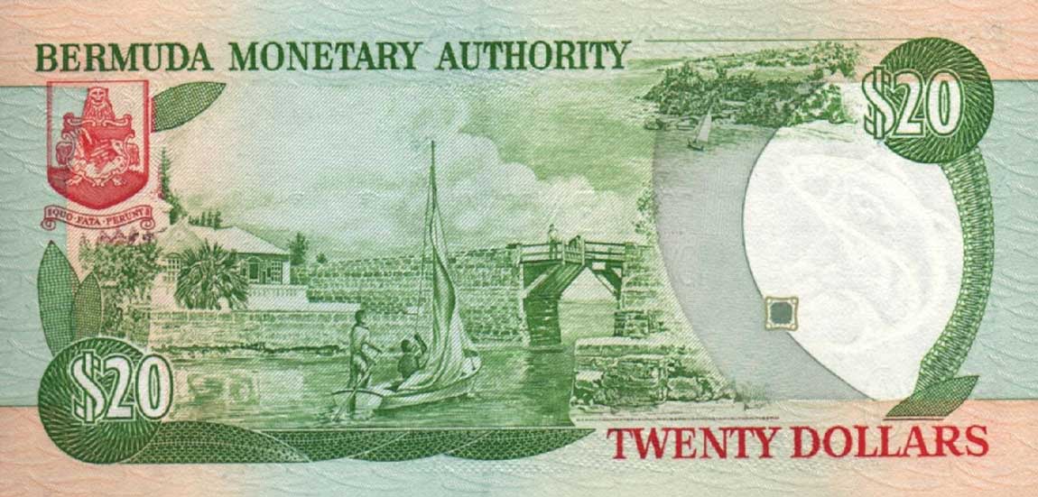 Back of Bermuda p47: 20 Dollars from 1997