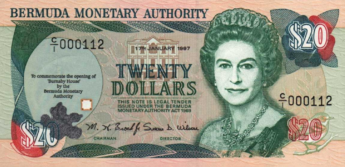 Front of Bermuda p47: 20 Dollars from 1997