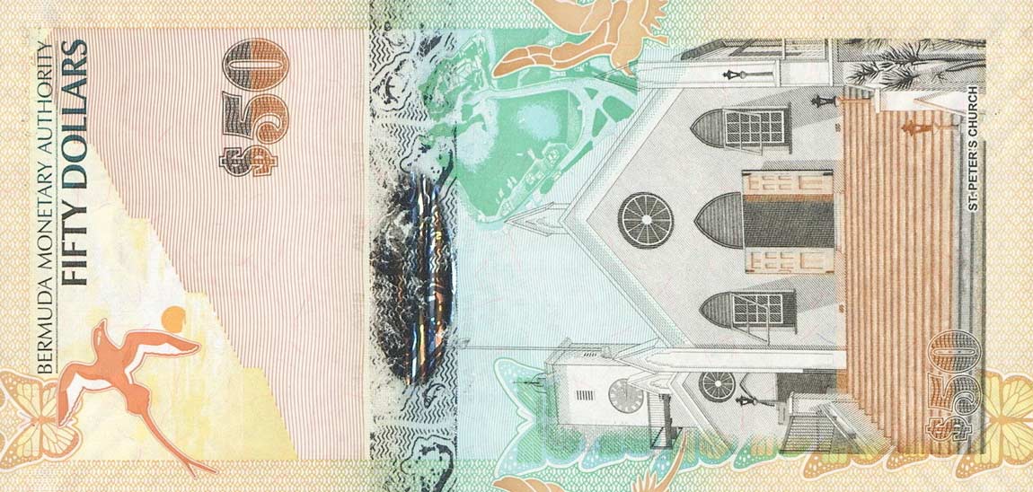 Back of Bermuda p61A: 50 Dollars from 2009