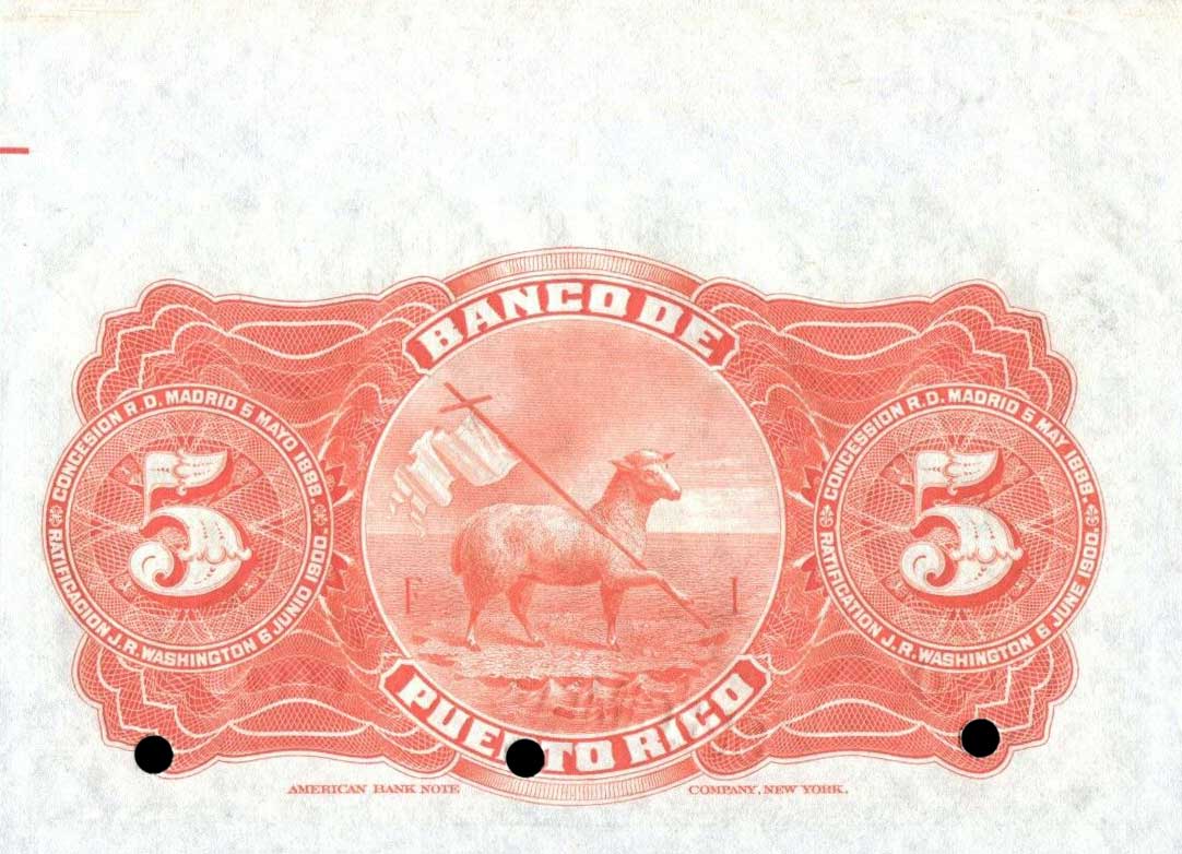 Back of Puerto Rico p41s: 5 Pesos from 1904