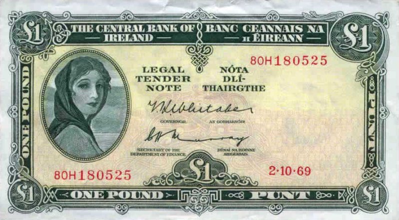 Front of Ireland, Republic of p64b: 1 Pound from 1969