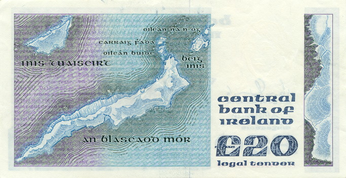 Back of Ireland, Republic of p73c: 20 Pounds from 1987