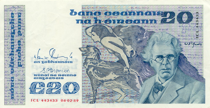 Front of Ireland, Republic of p73c: 20 Pounds from 1987