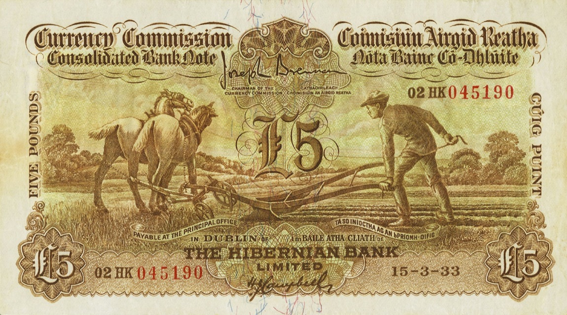 Front of Ireland, Republic of p15a: 5 Pounds from 1929