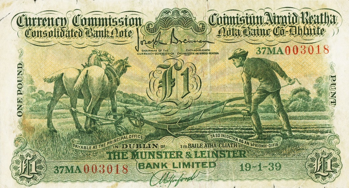 Front of Ireland, Republic of p20b: 1 Pound from 1939