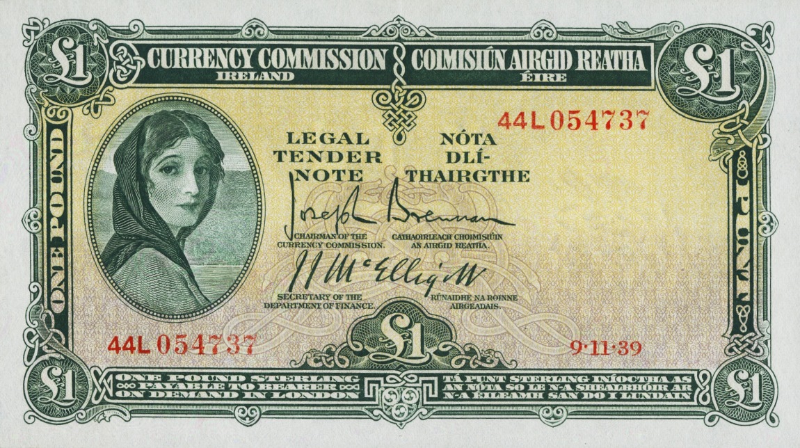 Front of Ireland, Republic of p2B: 1 Pound from 1939