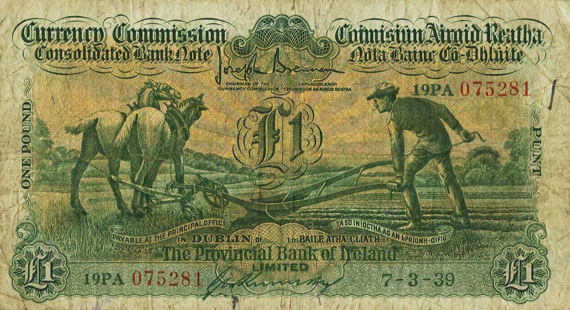 Front of Ireland, Republic of p38c: 1 Pound from 1937