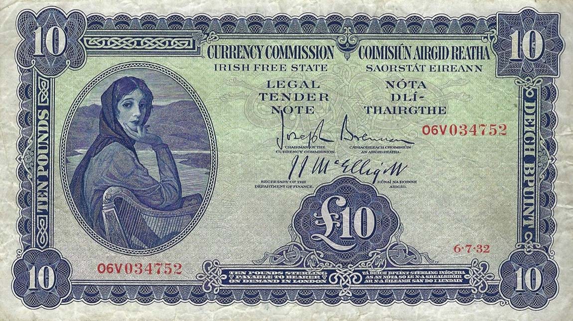 Front of Ireland, Republic of p4Ab: 10 Pounds from 1932