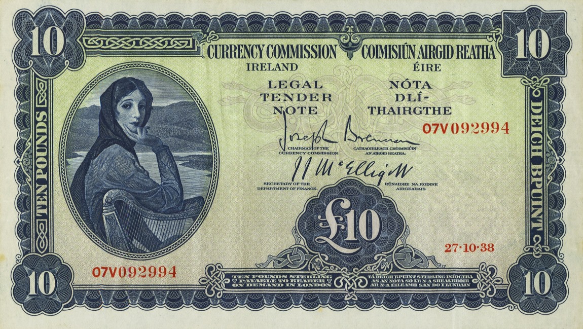 Front of Ireland, Republic of p4B: 10 Pounds from 1938