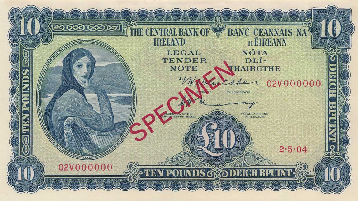 Front of Ireland, Republic of p66s: 10 Pounds from 1962