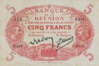 p14 from Reunion: 5 Francs from 1901