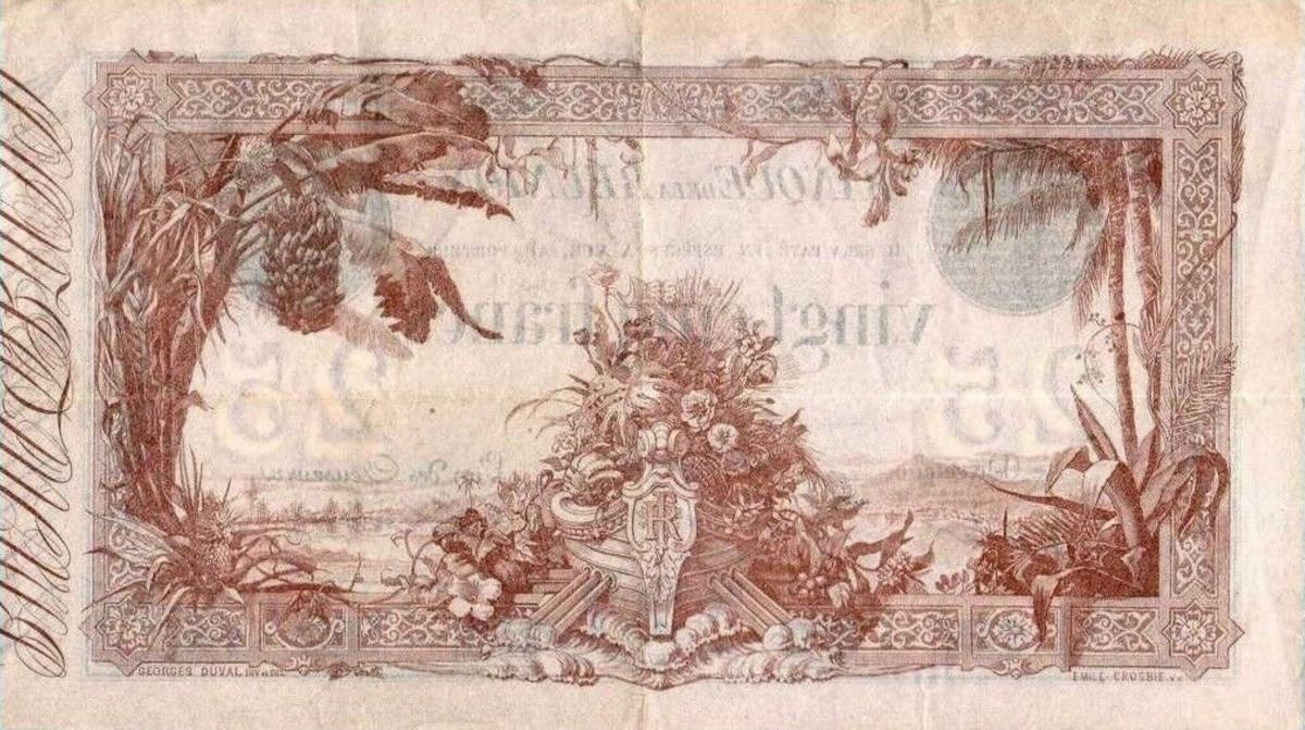 Back of Reunion p15: 25 Francs from 1876