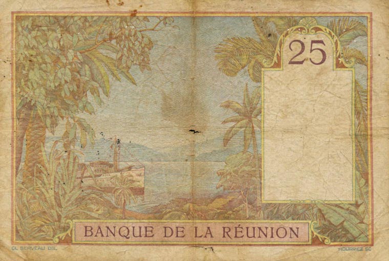 Back of Reunion p23: 25 Francs from 1930