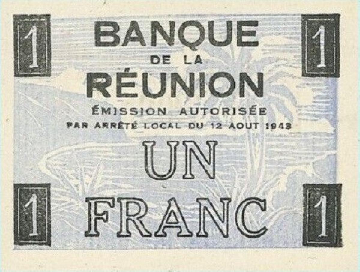 Back of Reunion p34: 1 Franc from 1943