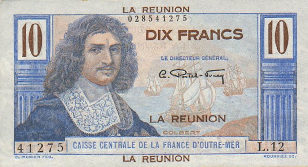 Front of Reunion p42a: 10 Francs from 1947