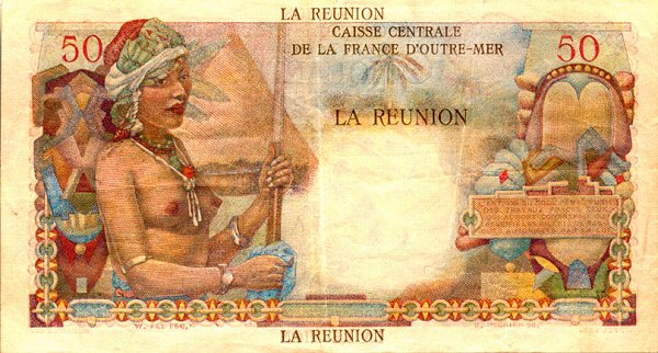 Back of Reunion p44a: 50 Francs from 1947