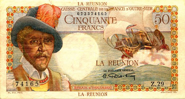 Front of Reunion p44a: 50 Francs from 1947